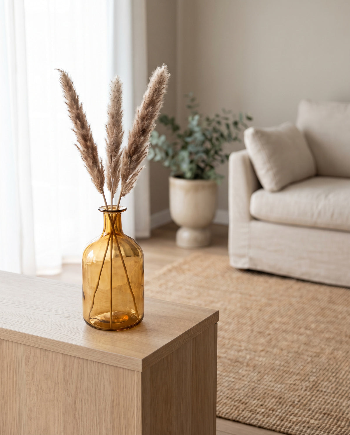 Amber Glass Vase styled at home