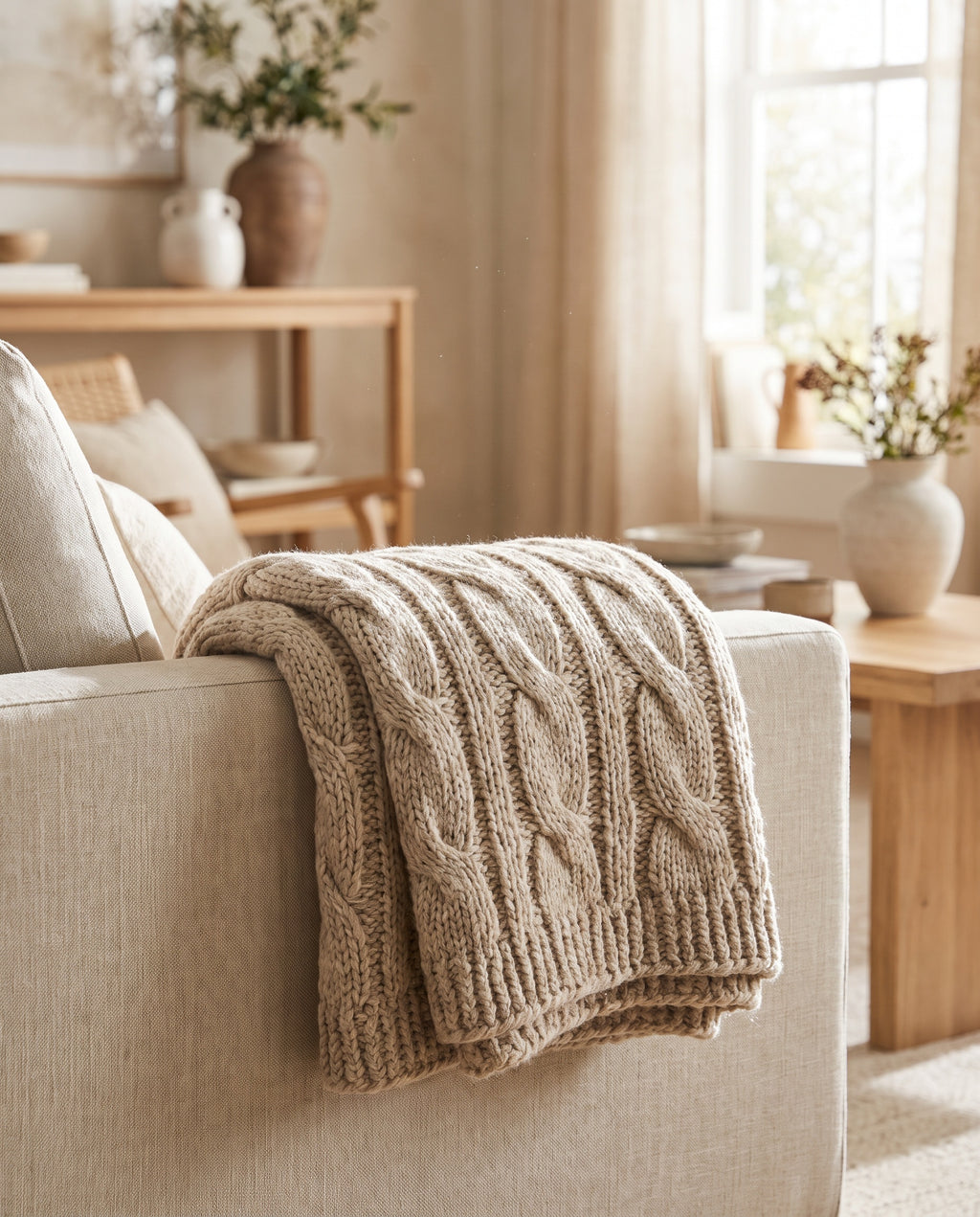 Chunky Knit Throw styled at home