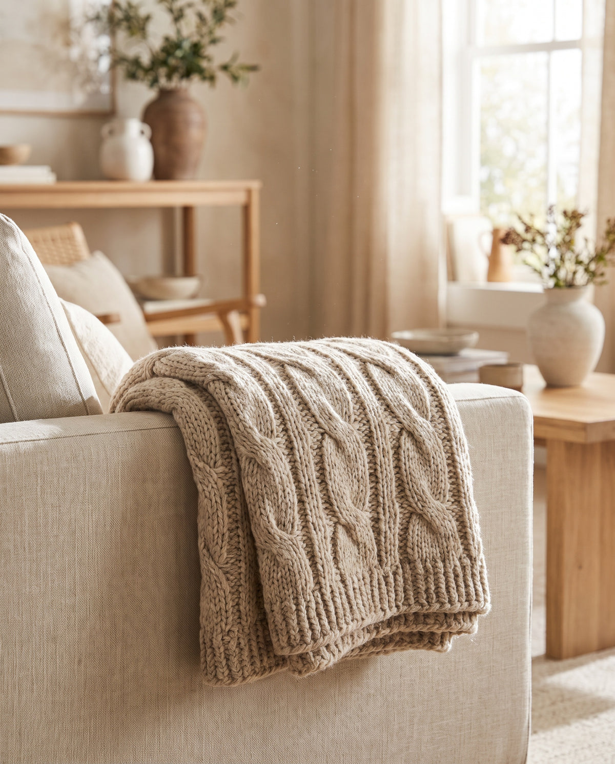 Chunky Knit Throw styled at home