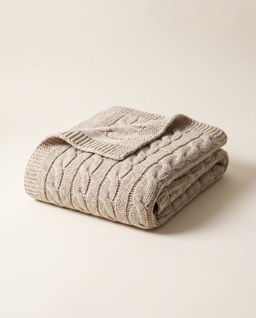 Chunky Knit Throw in Oatmeal