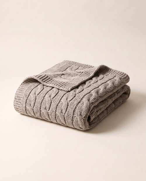 Chunky Knit Throw in Warm Gray
