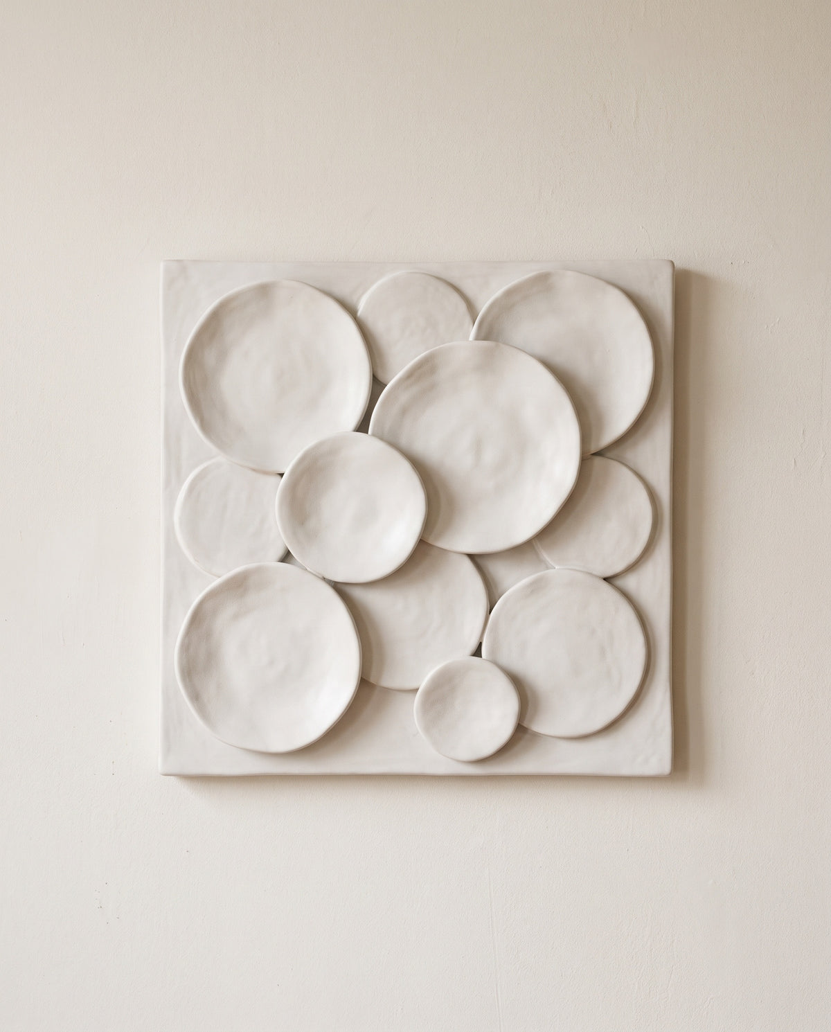 Hand-Formed Ceramic Wall Relief in Chalk White