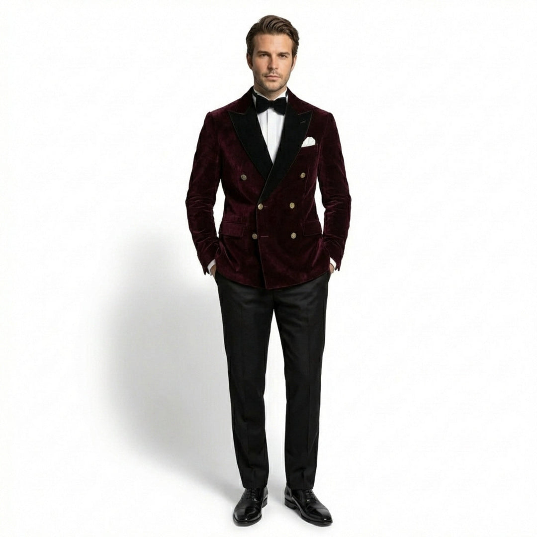 Men’s Tailored Double Breasted Blazer – Six Button Velvet