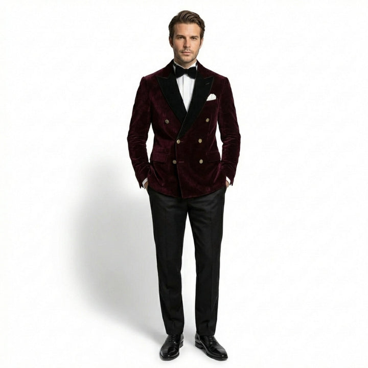 Men’s Tailored Double Breasted Blazer – Six Button Velvet