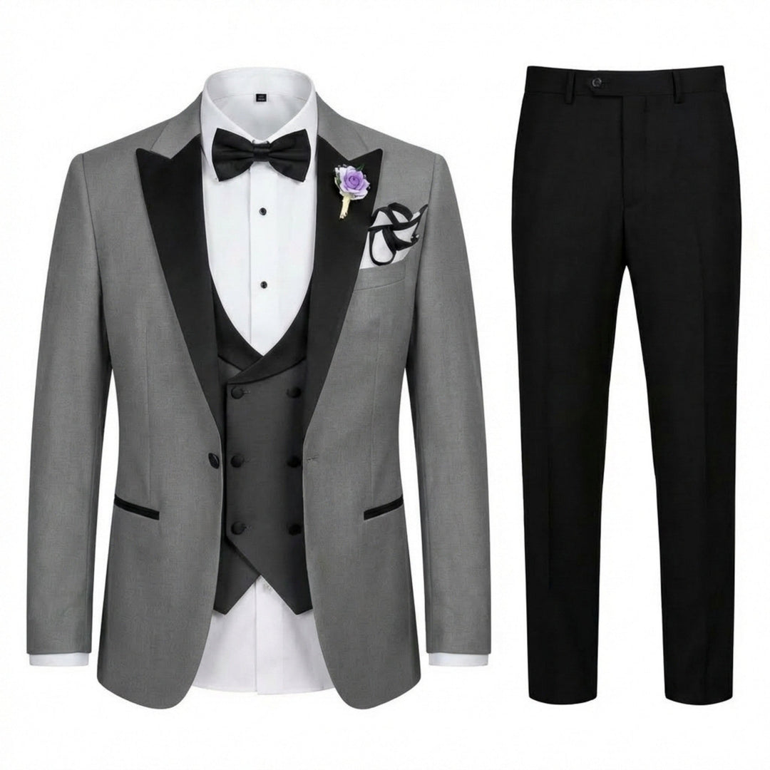 Men’s Tailored Single Breasted Suit Set – One Button Three Piece