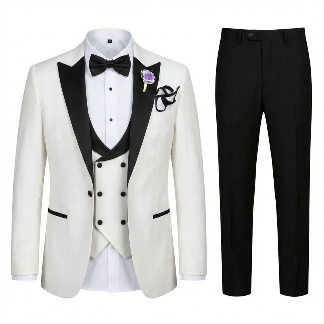 Men’s Tailored Single Breasted Suit Set – One Button Three Piece