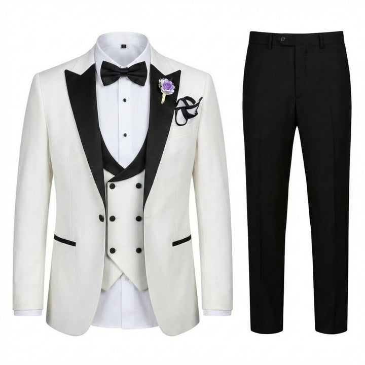 Men’s Tailored Single Breasted Suit Set – One Button Three Piece