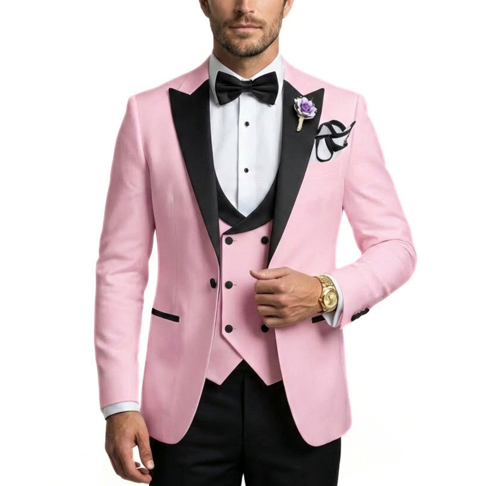 Men’s Tailored Single Breasted Suit Set – One Button Three Piece