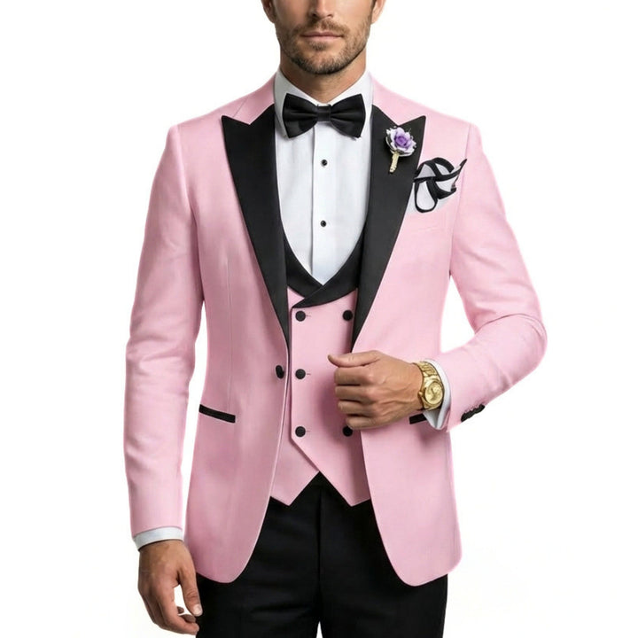 Men’s Tailored Single Breasted Suit Set – One Button Three Piece