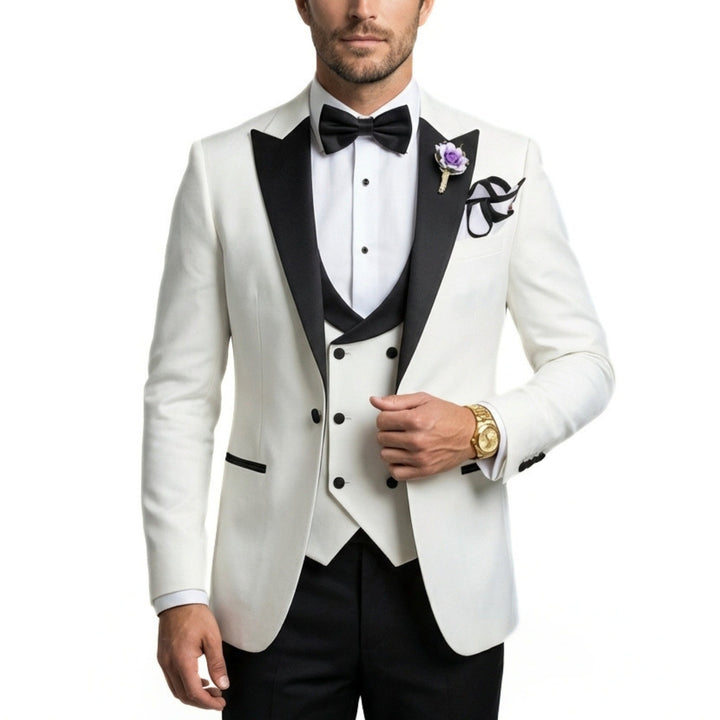 Men’s Tailored Single Breasted Suit Set – One Button Three Piece