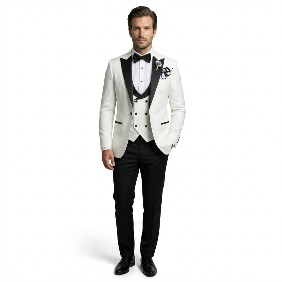 Men’s Tailored Single Breasted Suit Set – One Button Three Piece