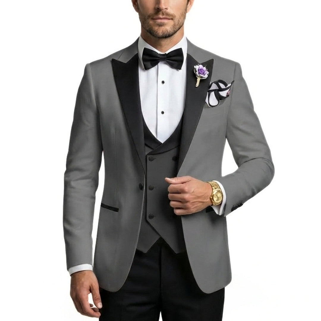 Men’s Tailored Single Breasted Suit Set – One Button Three Piece