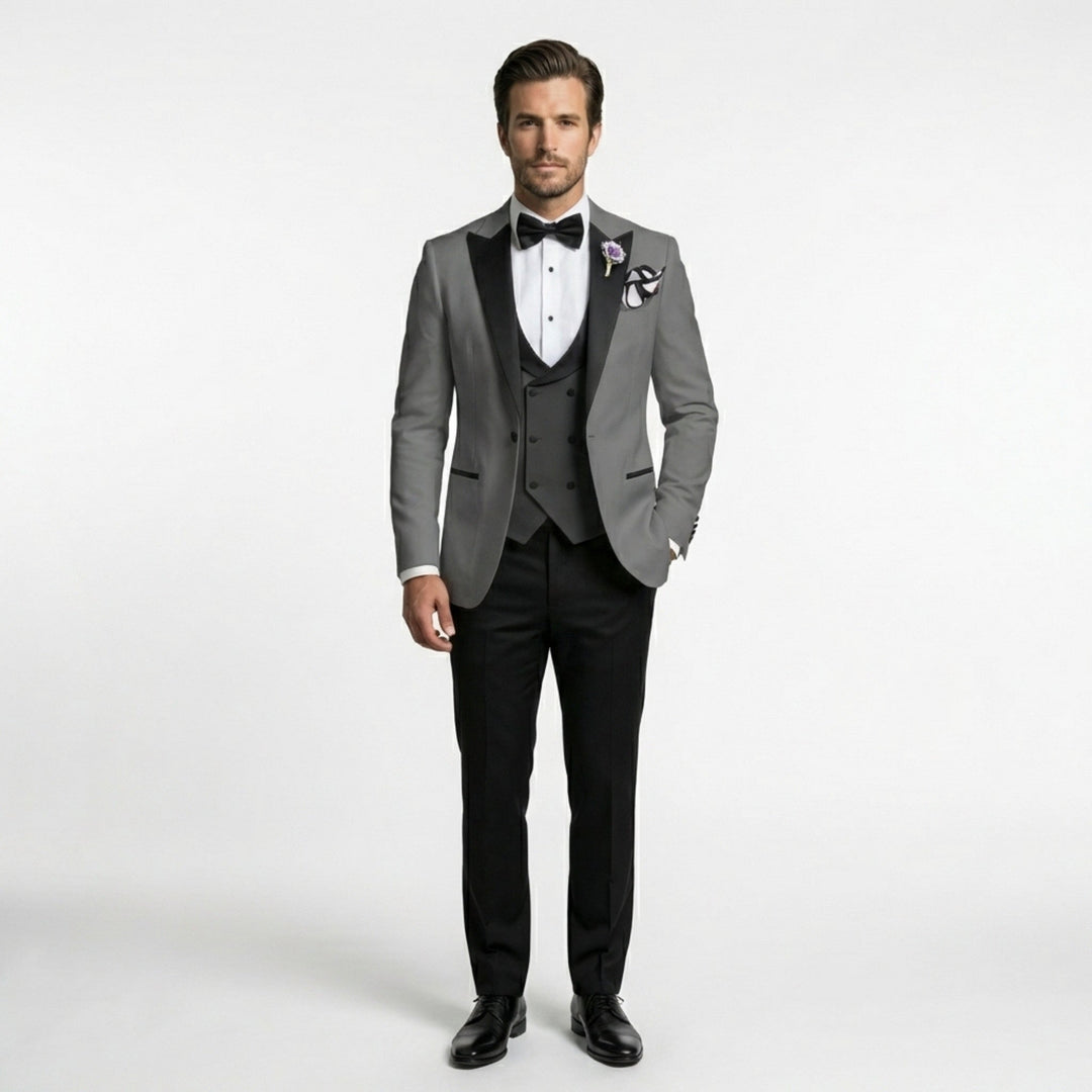 Men’s Tailored Single Breasted Suit Set – One Button Three Piece