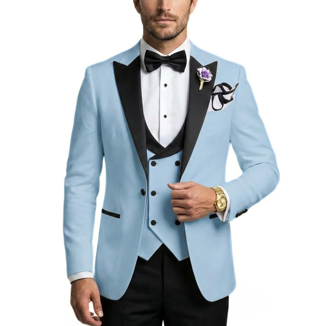 Men’s Tailored Single Breasted Suit Set – One Button Three Piece