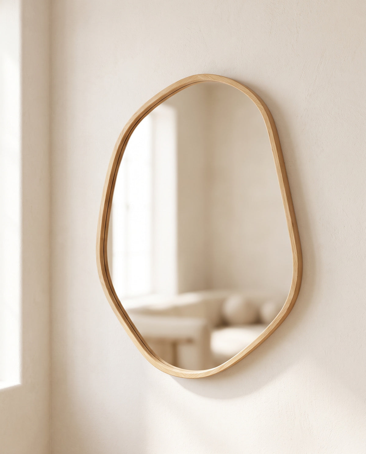 Organic Mirror with Slim Oak Frame