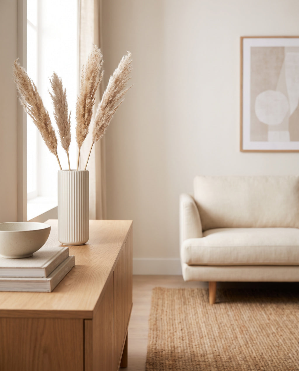 Ribbed Nordic Ceramic Vase styled at home