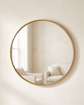 Round Mirror with Thin Brass Frame