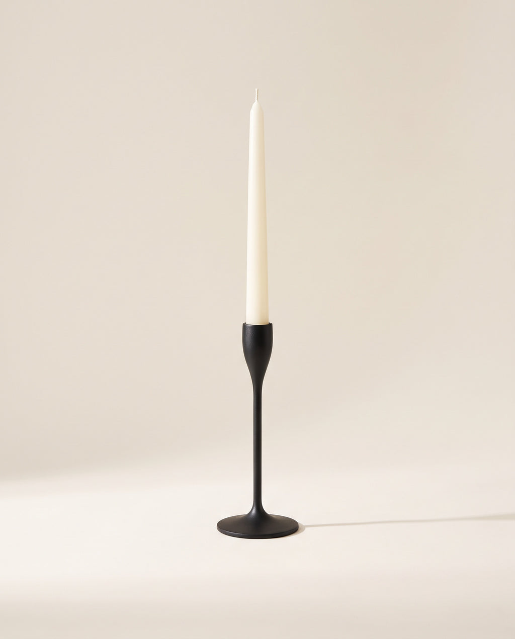 Sculptural Black Metal Candlestick