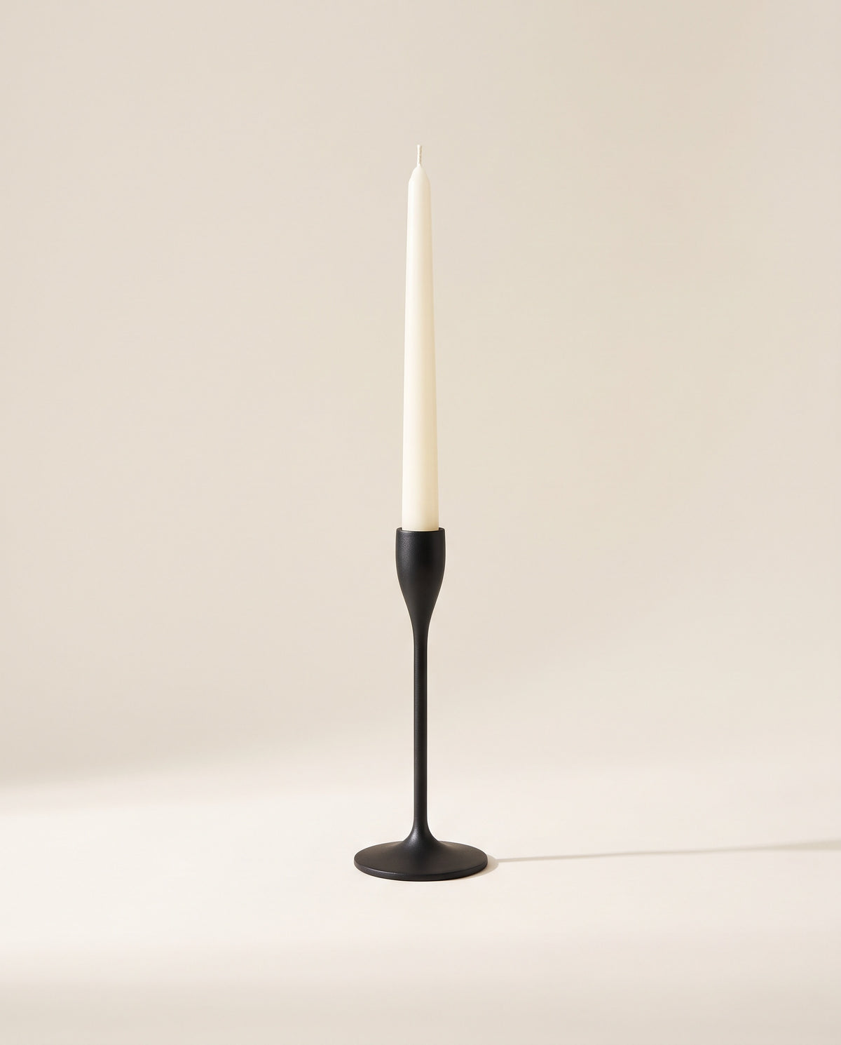Sculptural Black Metal Candlestick