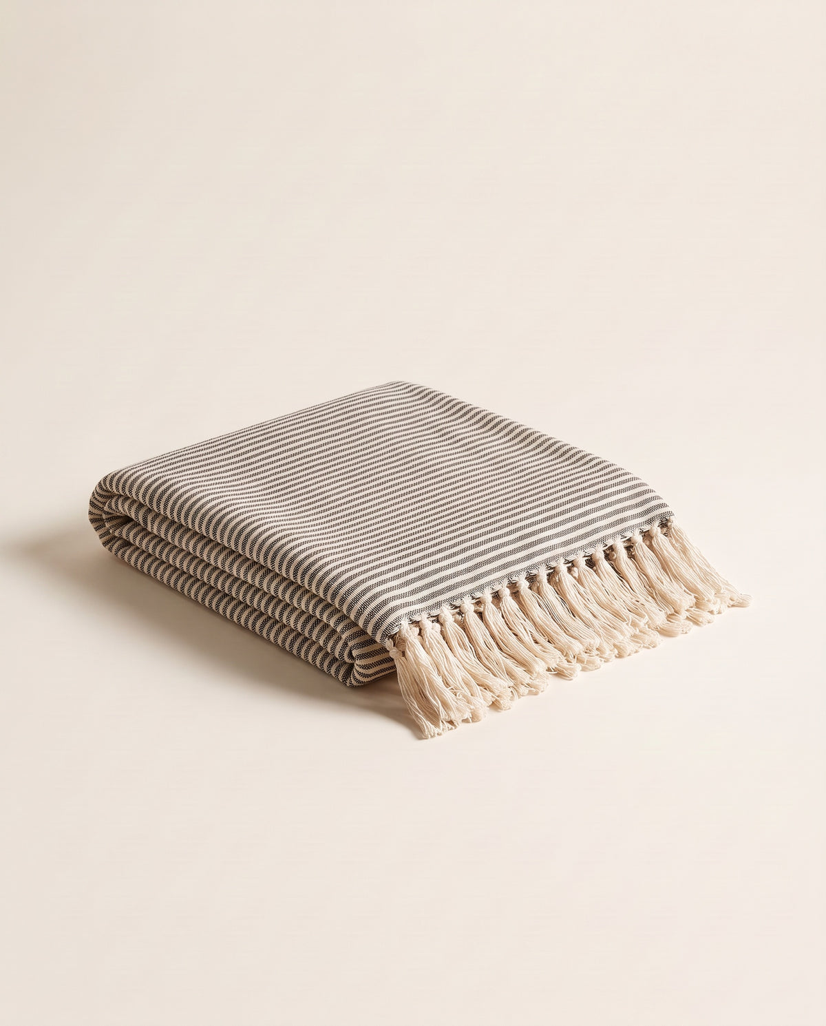 Striped Cotton Throw in Charcoal Stripe
