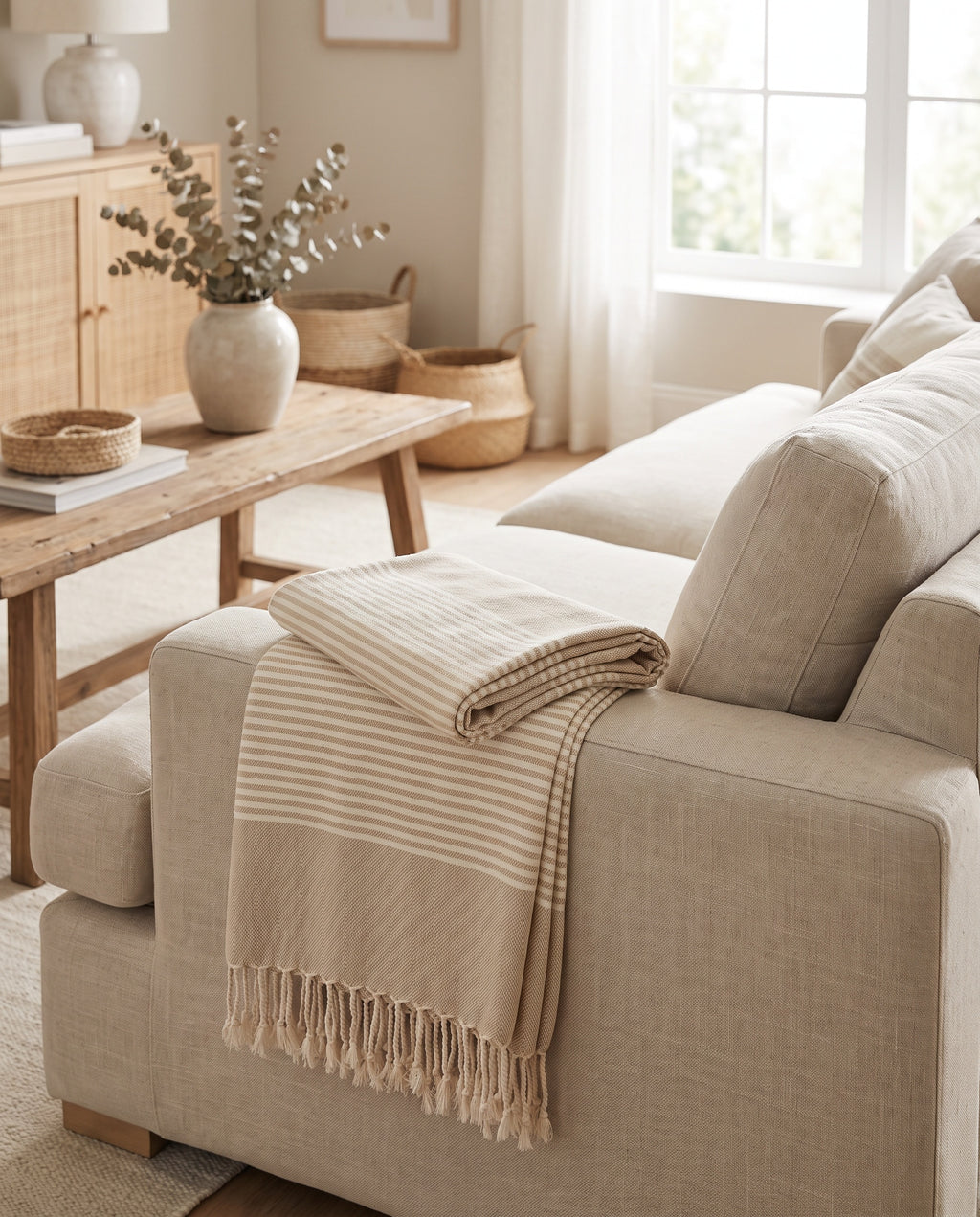Striped Cotton Throw styled at home