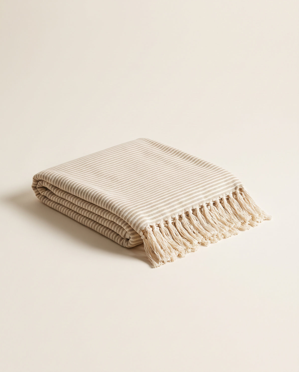 Striped Cotton Throw in Sand Stripe