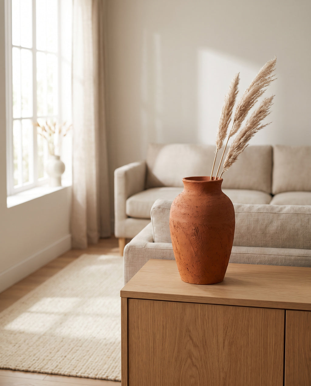 Textured Terracotta Vase styled at home
