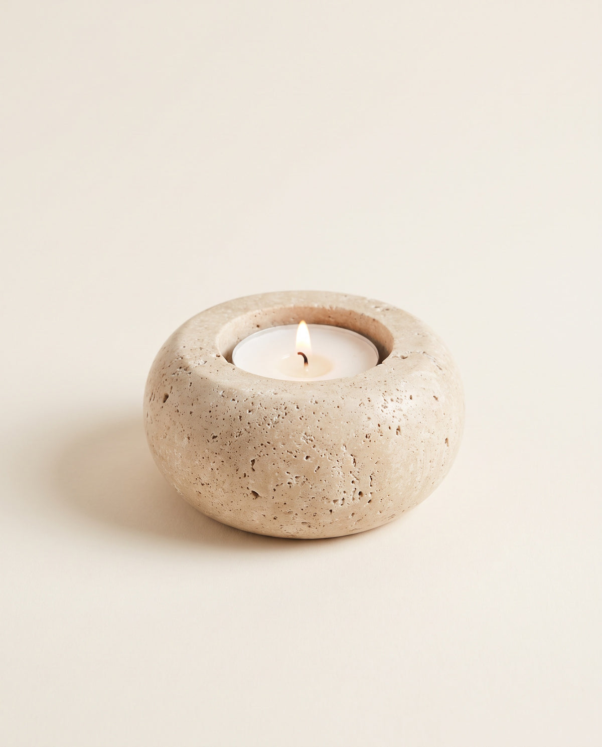 Travertine Stone Tealight Holder in Single
