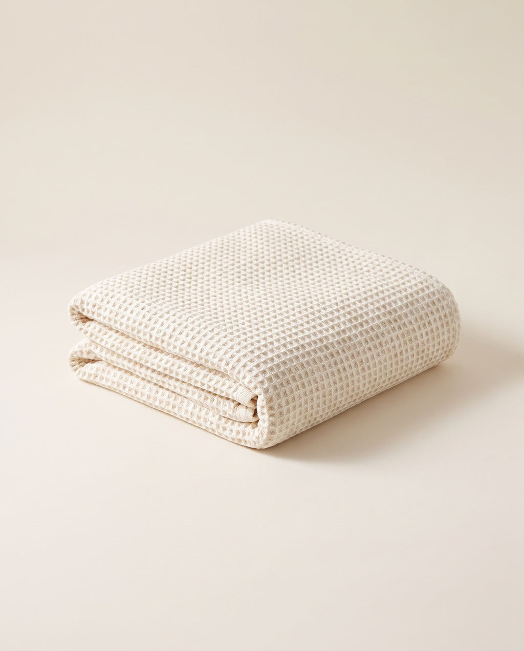 Waffle Cotton Throw in Ivory
