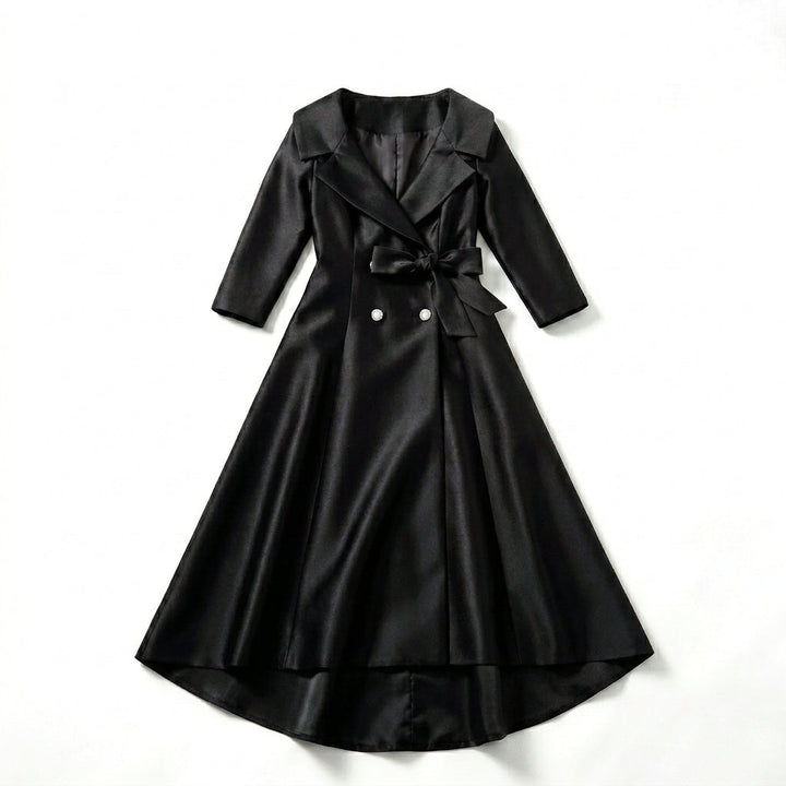 Women’s Square Neck Midi Dress – A Line Bow Jacket Set