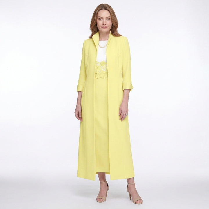Women’s Two Piece Dress Set – Longline Jacket Lace Panel