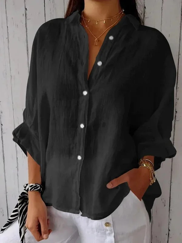 Women's Linen Button-Up Shirt - Casual and Breathable