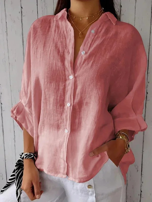 Women's Linen Button-Up Shirt - Casual and Breathable