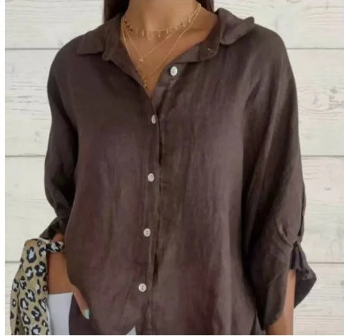 Women's Linen Button-Up Shirt - Casual and Breathable