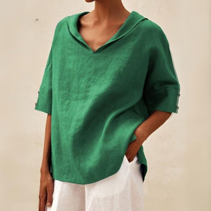 Women's V-Neck Casual Linen Shirt